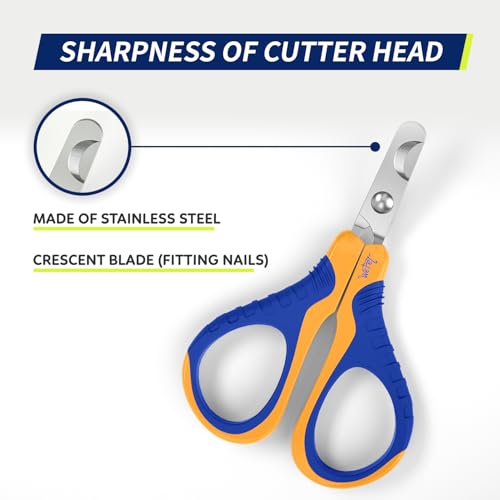Image of WePet Pet Nail Clippers U07.1, Professional Claw Trimmer, Bended Scissor Special for Cats, Kittens, Dogs, Puppies, Small Animals, Orange /Navy Blue