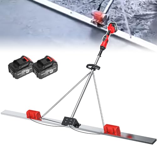 Kit Vibrante per Massetto in Calcestruzzo, Utensile per Finitura in Calcestruzzo, Raschietto Elettrico per Calcestruzzo, Motore Vibrante per Finitura in Cemento, 48v Batteria 2×25000 Ma 1.8m