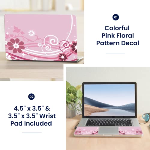 Image of LSS Laptop 17-17.3 inch Skin with Colorful Pink Floral Pattern for HP Dell Lenovo Apple Asus Acer Compaq - Fits 16.5 inch 17 inch 17.3 inch 18.4 inch 19 inch (2 Wrist Pads Free)