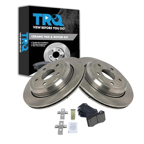 Image of TRQ Rear Brake Pad and Rotor Set Ceramic Vented Rotors Compatible with 2012-2019 Jeep Grand Cherokee 2021-2022 Dodge Durango