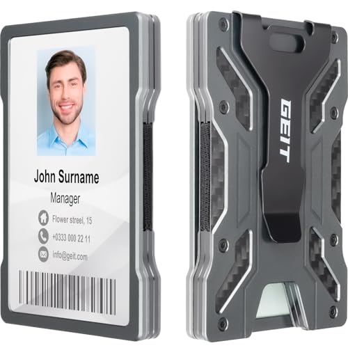 GEIT Minimalist Wallet for Men, Slim Aluminum Metal Mens Wallet with Magnetic ID Card Holder, RFID Blocking Credit Card Wallet with Money Clip