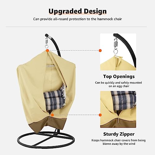 Skyfiree Hammock Chair Cover Hanging Egg Chair Swing Cover Waterproof Outdoor Hanging Hammock Chair Cover 420D Oxford Fabric Egg Swing Cover With Zipper 19X62 Inch #TOP2