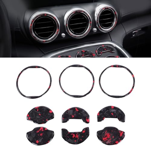 Garniture de Sortie d'air de Console Centrale en Carbone Rouge pour Coupé Sport 15-20
