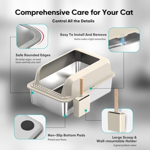 Arenero de Acero Inoxidable para Gato, XL con Tapa miniatura 5