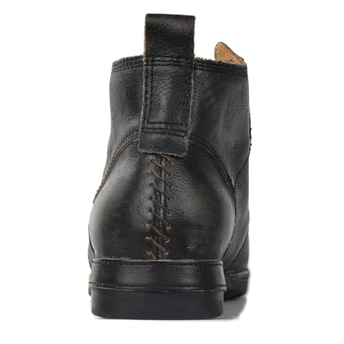 Men's Grippy Black Iron Piece Toe-tipped Design Chukka Boots Lace-up Motorcycle Casual Leather Dress Ankle Boot for Men Fashion 6015-3-A-R3