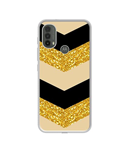 Image of Black & Gold Design Printed Silicon Soft TPU Back Case Cover for Motorola Moto E30 4G / E40 4G