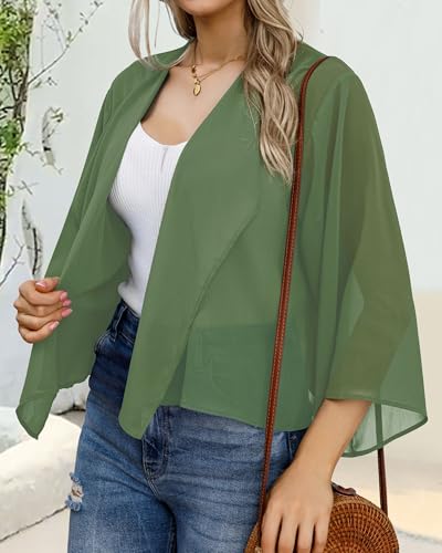 Image of Womens Summer Tops Short Shrugs Kimono Cardigans Casual Chiffon Bolero Jackets 2026