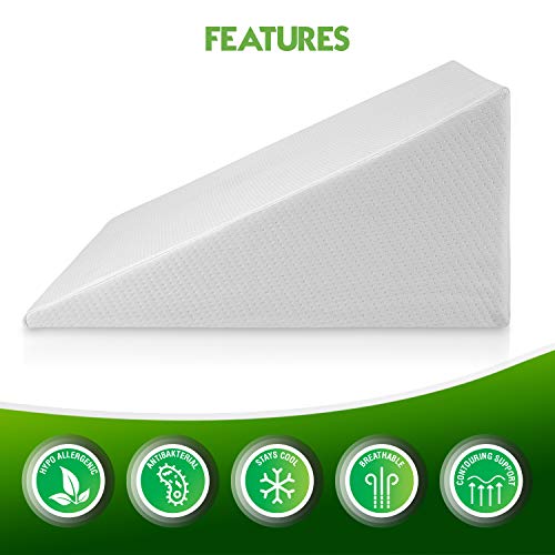image for Abco Tech Abco Bed Wedge Pillow for Sleeping - Memory Foam Top - Reduc