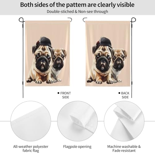 Drapeau de jardin imprimé carlin grand format polyester résistant intempéries pour décoration extérieure - 3