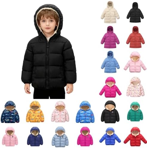 Toddlers Baby Winter Coats Boys Girls Light Puffer Hooded Down Snow Jacket Zipper Up Winter Warm Outerwear 1-10T