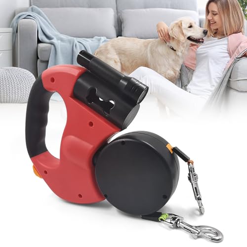 Laisse rétractable chien petite taille anti-traction mécanique à bouton et lampe LED