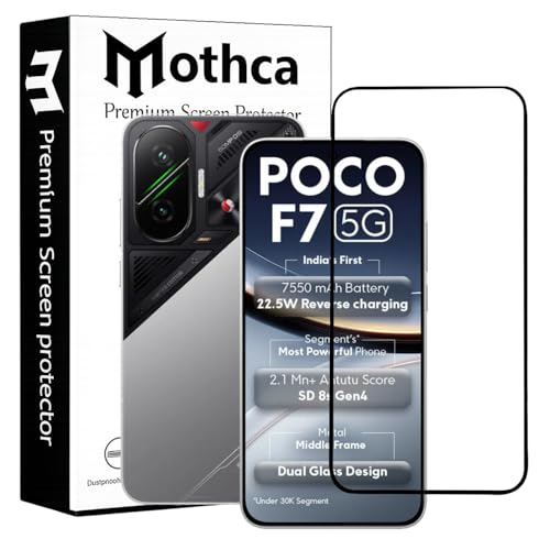 Image of Mothca Military-Grade Tempered Glass Screen Protector Compatible for Poco F7 with Edge to Edge Coverage - Case Friendly, Anti-Scratch & Bubble-Free Installation Kit