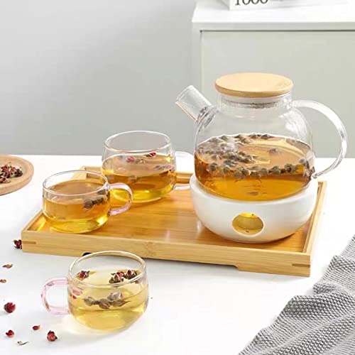Hwagui - Glass Teapot With Infuser For Loose Tea And Blooming Tea, Heat Resistant Glass Teapot And Kettle For Stovetop, Perfect Tea Maker, 1000Ml/33Oz #TOP5