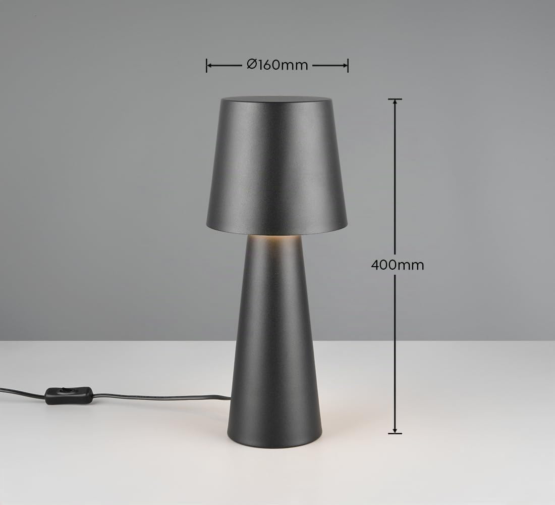 Trio Leuchten Lámpara de Mesa NUBIAN 562900132, Metal Negro Mate, exc. 1x E27
