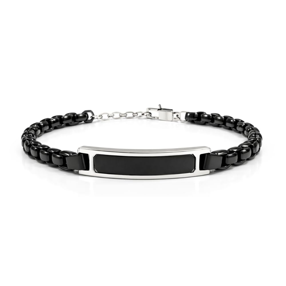 Bracciale Uomo Personalizzabile con Incisione in Acciaio Inox Classico e Nero – Gioiello Maschile Personalizzato con Frasi e Date – Idea Regalo Uomo bcc3174