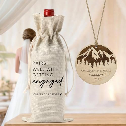 Image of Engaged Engagement Gifts for Couples Her Engagement Party Decorations | Our Adventure Awaits Engaged Wine Bag Acrylic Ornament 2026