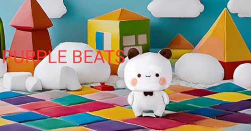 Image of Purple Beats Bubu 25-30cm White Plush Toy for Kids - Adorable Cuddly Companion (BUBU Soft Toy)