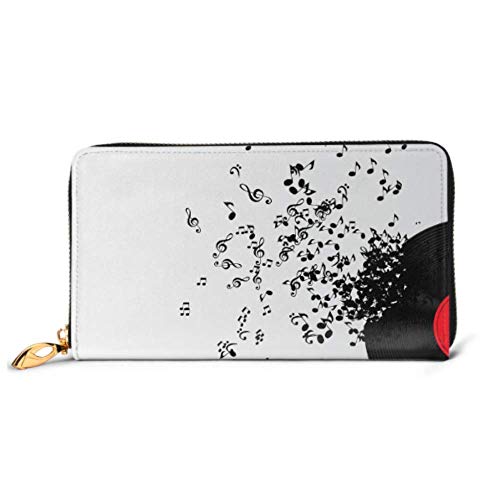 Preisvergleich Produktbild JHGFG Mode Handtasche Reißverschluss Brieftasche Abstrakte Musik Disk Telefon Clutch Geldbörse Abendkupplung Blockieren Leder Brieftasche Multi Card Organizer