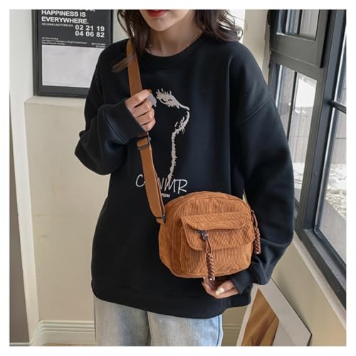 Image of Women's Crossbody Bag Cute Corduroy Shoulder Bag Fashion Aesthetic Small Wallet Bag Adjustable Strap