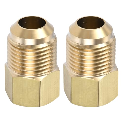 Image of YOKIVE 2 Pcs Pipe Fitting, Brass Tube Adapter Connectors, Great for Hydraulic Applications (1 /2 SAE Flare Male & 1 /4 SAE Female)