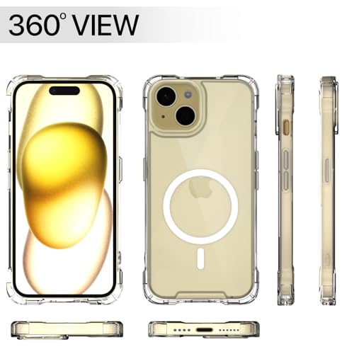 Image of Amazon Basics Back Cover for iPhone 15 Plus Mag-Safe Shockproof PC + TPU Protective Case Magnetic Support Bumper Case (Transparent Mag-Safe)
