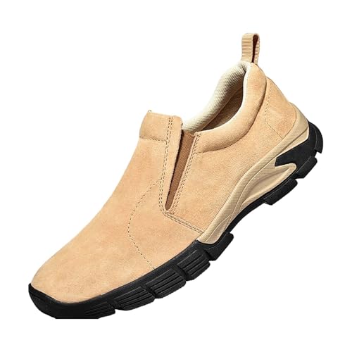 Generisch Zapatos de senderismo para hombre, extraanchos, para exteriores, sin cordones, suaves, resistentes a la humedad, para trekking, planos, monocolor, cómodos, cómodos, amarillo, 38 EU