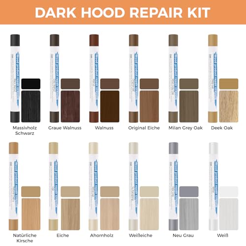 12 Farben Hartwachs Reparaturset zur Möbel und Bodenreparatur, Laminat Reparaturset mit Schaber für Holz, Parkett, Laminat, Fliesen, Vinyl - Behebt Kratzer, Löcher und Schäden an Arbeitsplatten