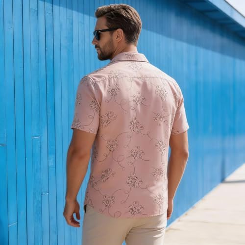 Image of Lymio Men Shirt || Men Embroidery Design Half Sleeve Cotton Shirt (Available Also Packs) (Embro-Flower)