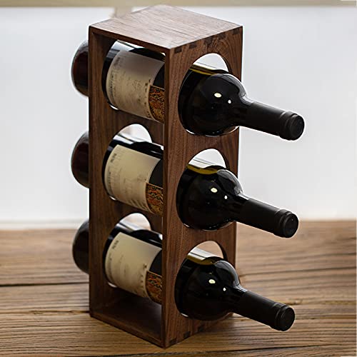 Soporte para 3 botellas de vino de madera nogal miniatura 5