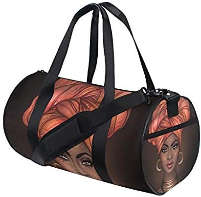 African Pretty Girl Sports Luggage Travel Duffle Bag Gym Luggage with Tote for Men and Women…