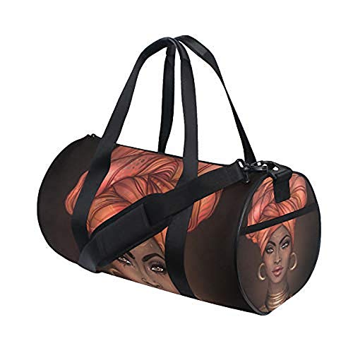 African Pretty Girl Sports Luggage Travel Duffle Bag Gym Luggage with Tote for Men and Women…