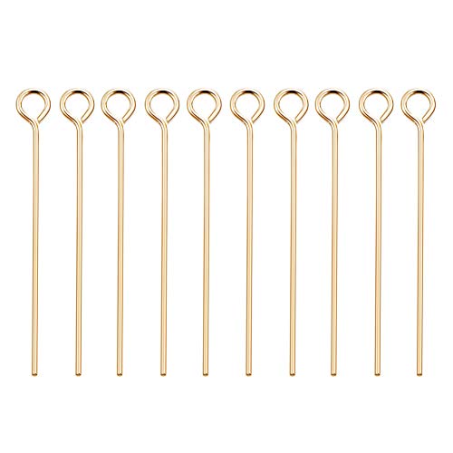 BENECREAT 100pcs épingles à boucle 18K plaqué or 21G 30mm