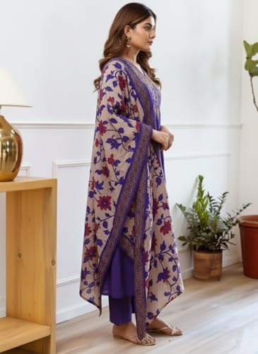 Image of KLOSIA Women Embroidery Straight Kurta and Pant Set with Dupataa