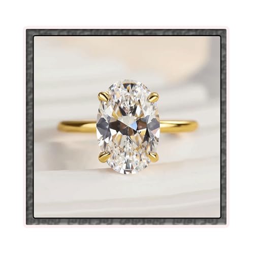 Engagement Rings for Women 925 Sterling Silver 1CT/2CT/3CT Oval Cut Cubic Zirconia 14k Gold Plated CZ Wedding Promise Rings for Her Wedding Bands for Women Lover Size 5-9