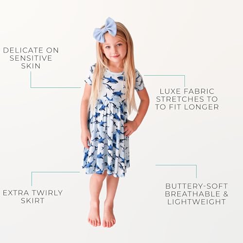 Posh Peanut Girls Dresses – Soft Toddler Twirl Dress Made with Viscose from Bamboo – Fall, Spring, Summer Dresses for Girls (2 Years) Sharks4