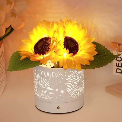 Image of Birthday Gifts for Women,Sunflower Flower Touch Lamp,Rechargeable Cordless Lamp 3-Colour Dimming Night Light for Festival,Restaurant,Bedroom,Office Home Decor Gifts for Women Mom