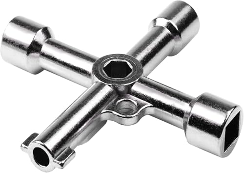 Movilideas - Llave Multifuncional 4 Puntas para Contador de Agua, Armario Eléctrico, Ascensor, Gas y Válvulas | Plateado
