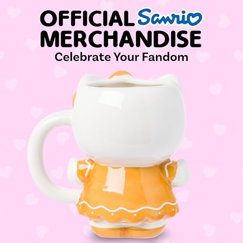 Image of Silver Buffalo Sanrio Hello Kitty Gingerbread Dress, 3D Sculpted Mug, 20oz | Ceramic, 0.59 Liters