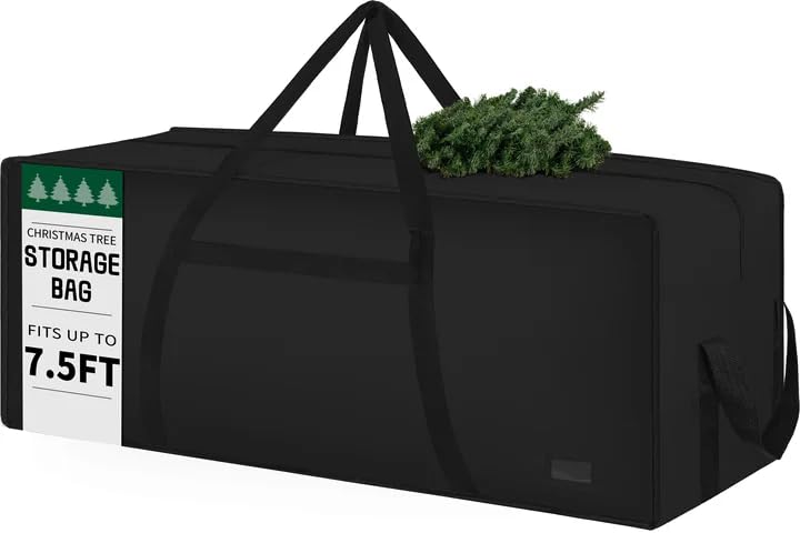 Image of 7.5 ft Christmas Tree Storage Bag, Heavy Duty Christmas Tree Bag with Reinforced Handles and Dual Zippers Wide Opening, Large Capacity fits for Artificial Christmas Tree (Black, 7.5 ft)