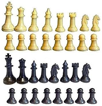 Chess Pieces Set of 32, Plastic, Black & White, Lightweight, Pack of 1