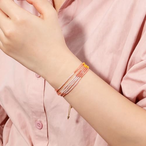 Image of KELITCH Layered Miyuki Beads Bracelets Adjustable Strand Bracelets Bangles Bohemian Style Summer