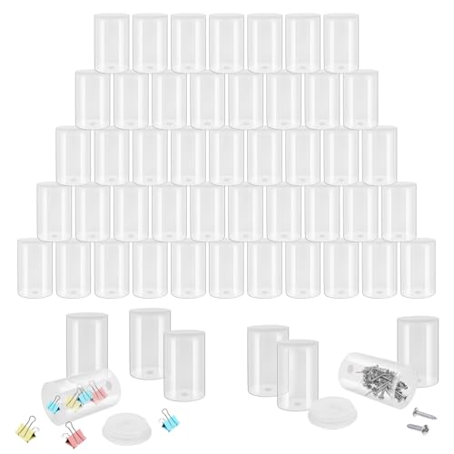 Image of 120 Pcs film canisters with caps, Canister Holder, 33 mm Empty Camera Reel Containers Storage Containers Case with Lids for Small Accessories Fish Hook Film Beads (Clear)