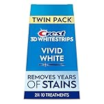 Crest 3D Whitestrips Vivid White At-home Teeth Whitening Kit, Twin Pack, 2x10 Treatments, 6 Levels Whiter