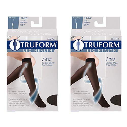 Image of Truform Compression 15-20 Mmhg Sheer Knee High Stocking, Large (Pack of 2), Beige