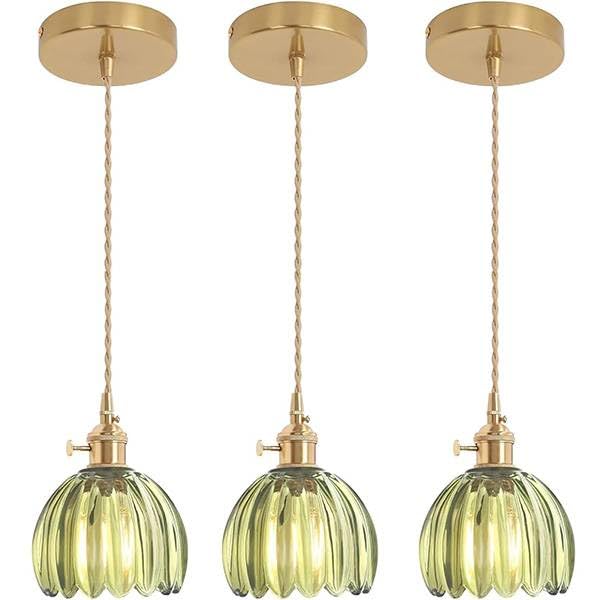 Green Tulip Glass Pendant Light,Suitable for Kitchen Island/Dining Room