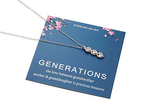 Generations Necklace - Sterling Silver Three Hearts Infinity Gene Necklace for Grandma Mom Granddaughter, Birthday Jewelry Mothers Day Gift4