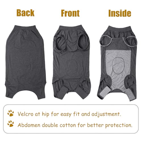 Axcimond Hundebody Nach Op Leckschutz Op Body Hund Kastration Hündin Rüde Medical Pet Shirt Hund Einteiler Wundschutzanzüge für Hunde Mit Klettverschluss Alternativen zu Kegel und Halskrause Grau XS