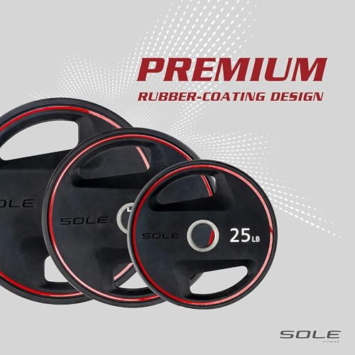 Image of SOLE Fitness Weight Plate Set, Home and Gym Exercise Equipment, Versatile Rubber-Coated Plates for Any Workout, Training, and Lifting, Designed for Easy Loading and Unloading for Olympic-sized Weight