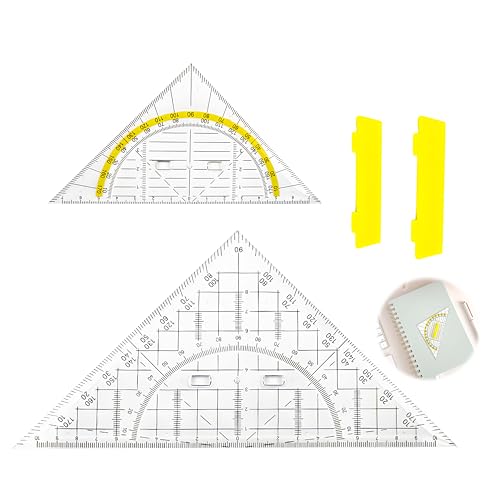 Juego de 2 Triángulo Geometría, Grande Geometría Triangular Con Mango Geo Triangle Con Transportador de áNgulos Mango para ei Dibujo TéCnico y Las MatemáTicas y ei Arte