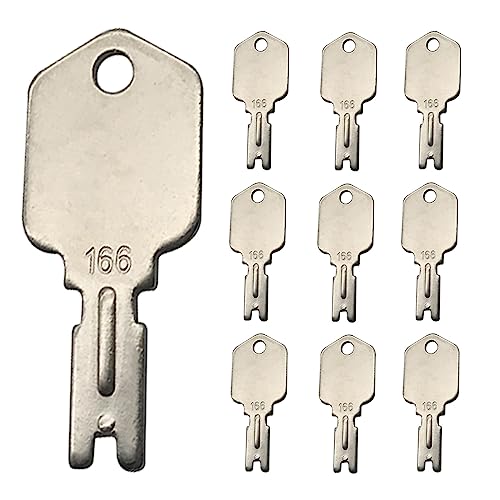 Ignition Keys, 10 Pack 166 Forklift Key Hyster Heavy Equipment Keys for Clark Yale Hyster Komatsu Crown (166 Forklift Key)